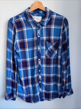 Rails Hunter Blue Plaid Button-Up Shirt - Lightweight Long Sleeve